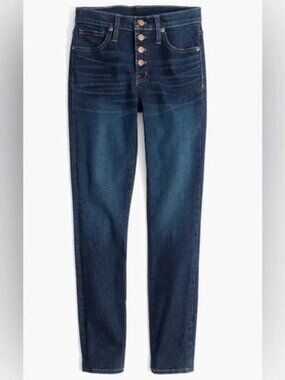 MADEWELL High Rise Button Fly Skinny Jeans Hayes Blue Denim 25T